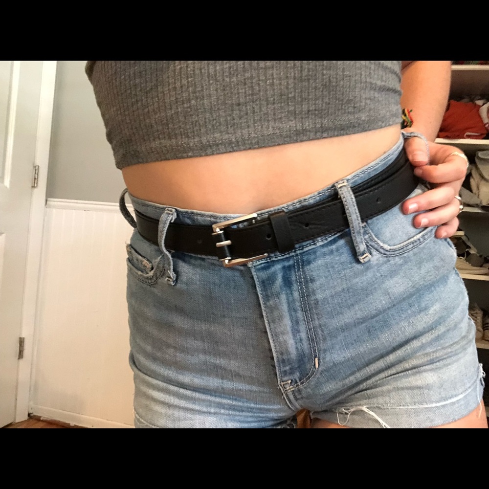 Black leather belt